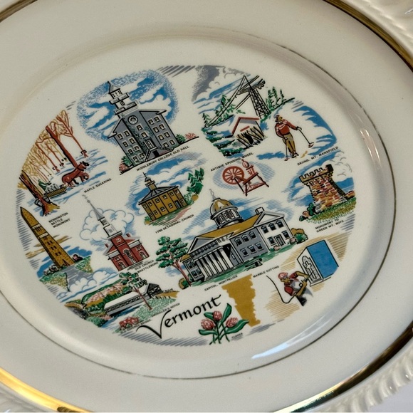 Vintage Vermont State Souvenir Plate - 10.5” Collectible with Iconic Landmarks - Picture 7 of 16